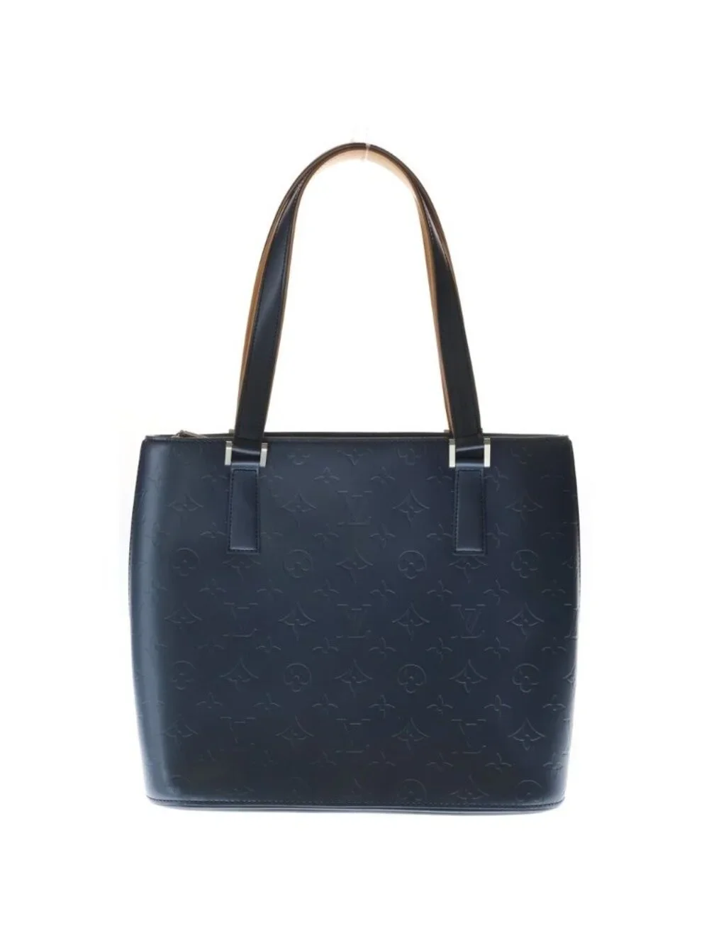 Louis Vuitton Monogram Matte Stockton Tote Metallic Navy Leather Silver